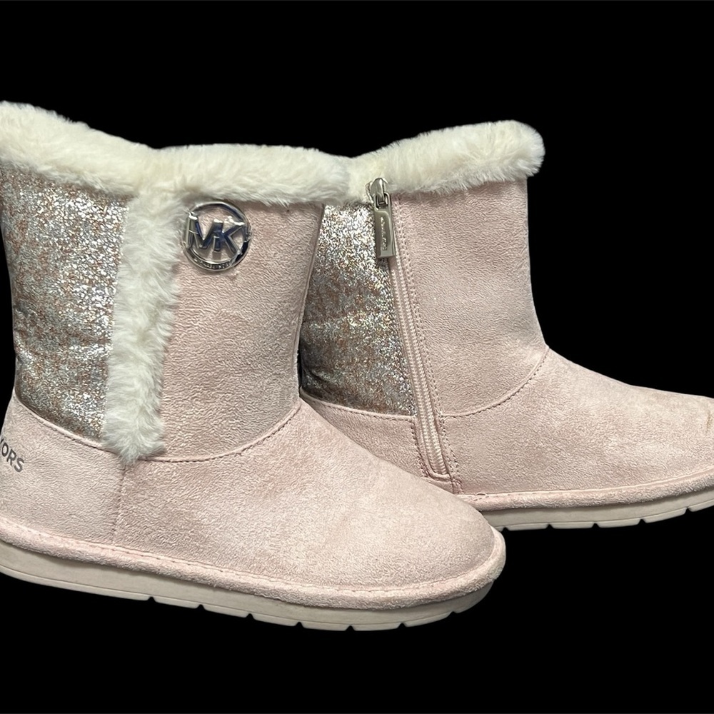 Michael Kors Blush Pink Faux Fur & Sparkle Mid-Calf Boots size 2
